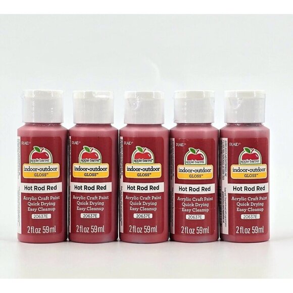 Apple Barrel Other - 5 Apple Barrel Gloss Acrylic Craft Paint Hot Rod Red 20637E Quick Drying New